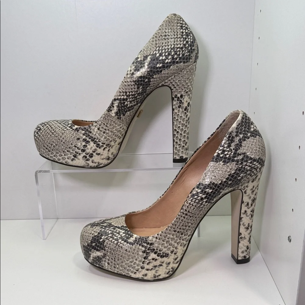 Pour La Victoire Neutral Snake-Print Platform Pumps - Picture 3 of 11
